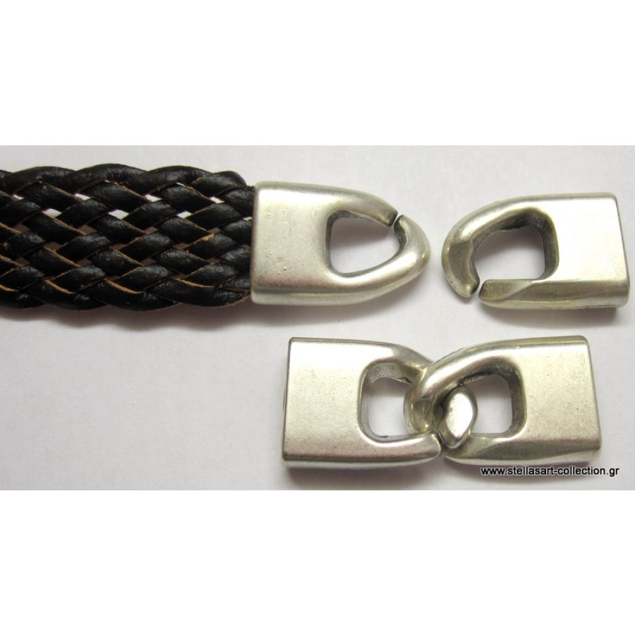 Μεταλλικοί ακροδέκτες-κούμπωμα 3.3x15mm σε ασημί  που μοιαζουν οταν κλεινουν με αλυσιδα καταλληλο για πλακε κορδόνι ή για πολλα μαζι κορδόνια     Τιμή ανα σετ(2 ακροδέκτες)
