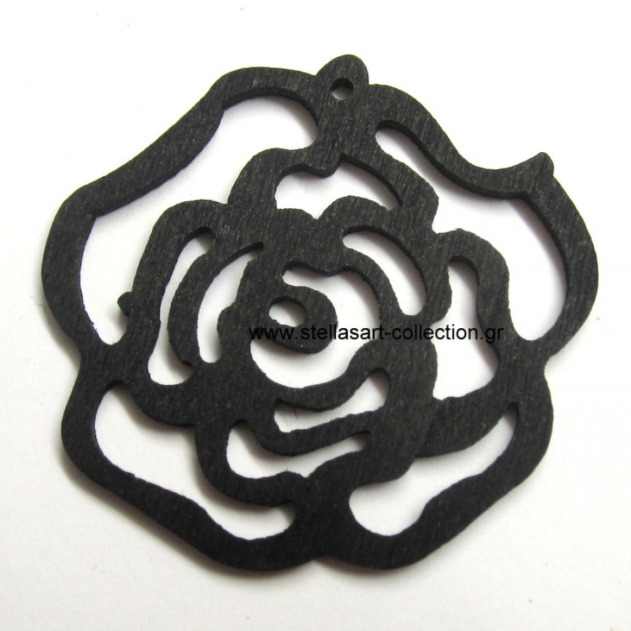 Ξυλινο λουλούδι σε μαύρο  χρωμα 44x49mm τιμη ανα τεμάχιο