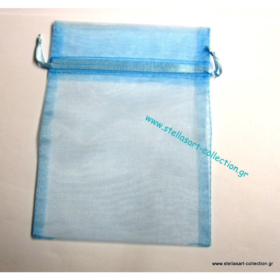 Πουγκί οργαντινας νο4 16x12cm σε γαλαζιο χρωμα     τιμη ανα τεμάχιο