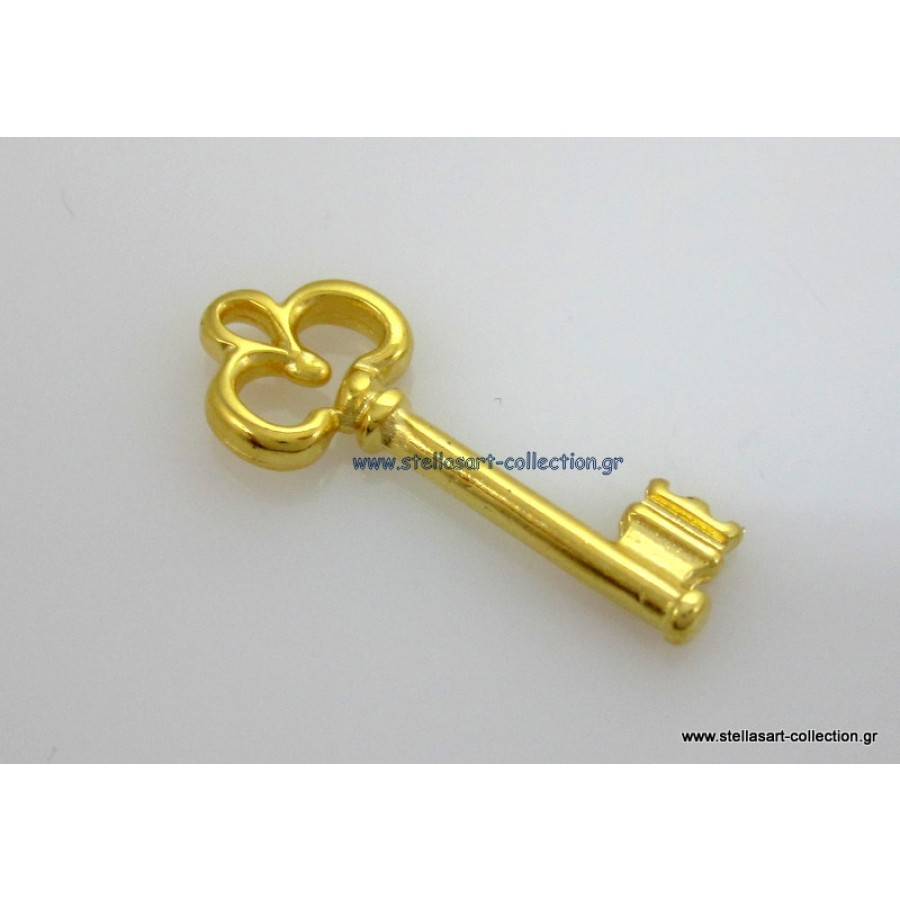 Mεταλλικό μοτίφ μικρό κλειδί 9,6 x 24,3 mm σε χρυσό γυαλιστερό τιμή ανα τεμάχιο