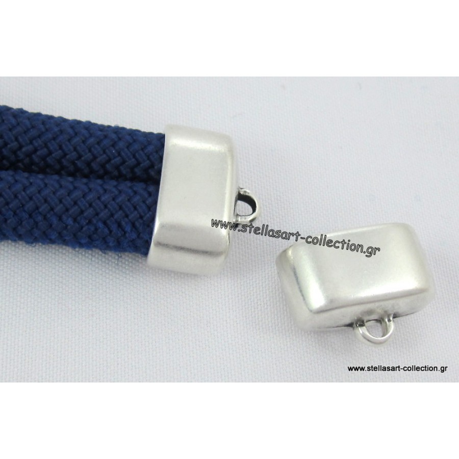 Mεταλλικοί ακροδέκτες με λεία επιφάνεια οβάλ 23 x 17 mm σε ΑΣΗΜΙ ΑΝΤΙΚΕ κατάλληλο για δυο στρογγυλά κορδόνια 10 mm η τιμή είναι ανα τεμάχιο