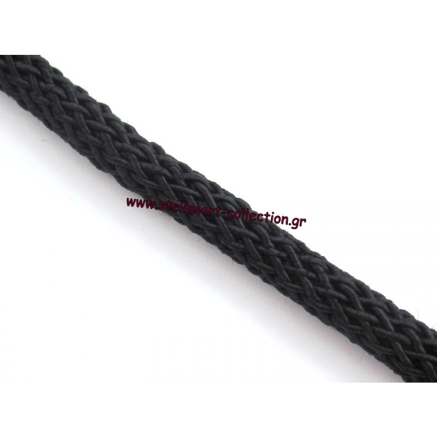 Κορδόνι  μαλακό,"βιβλιαράκι" 6mm -εσωτερικά ειναι μαυρο κορδόνι και εξωτερικά πλεγμένο μεταξωτο κορδόνι σε ΜΑΥΡΟ χρωμα     τιμή ανα μέτρο