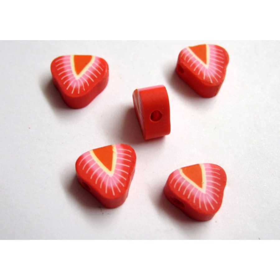 Fimo φρουτάκια σε φετα φράουλα 10mm-τιμη ανα τεμάχιο