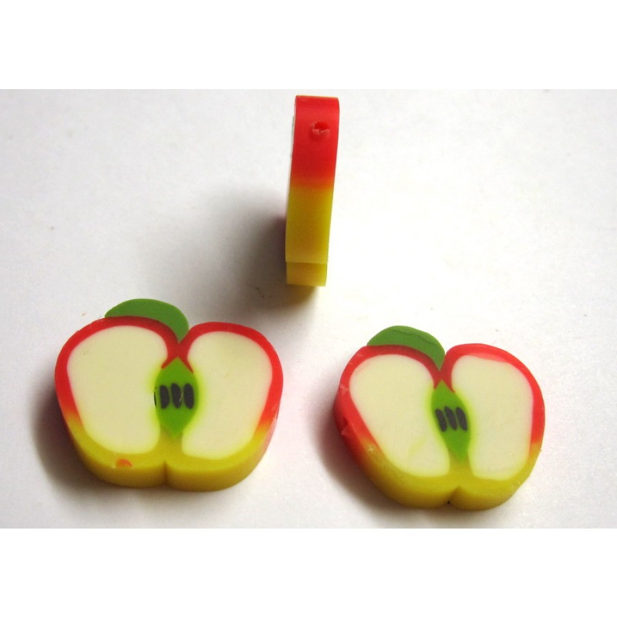 Fimo Μεγάλο φρουτάκι σε φέτα μήλου 20mm-τιμή ανα τεμάχιο