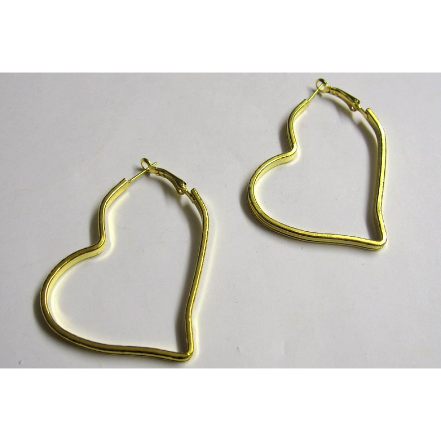 Χρυσαφί μεταλλικοί κρίκοι σε σχήμα καρδιάς 3.7x47x47mm- Η τιμή είναι ανα ζεύγος