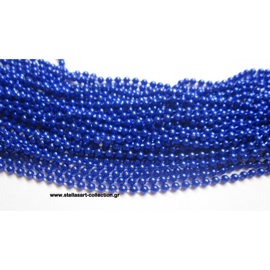 Μεταλλικη ψιλή  αλυσίδα καζανάκι 2mm σε μπλε εντονο χρώμα     τιμή ανα μέτρο