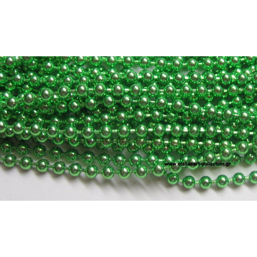 Μεταλλικη ψιλή  αλυσίδα καζανάκι 2mm σε πράσινο ανοιχτο γυαλιστερό χρώμα     τιμή ανα μέτρο