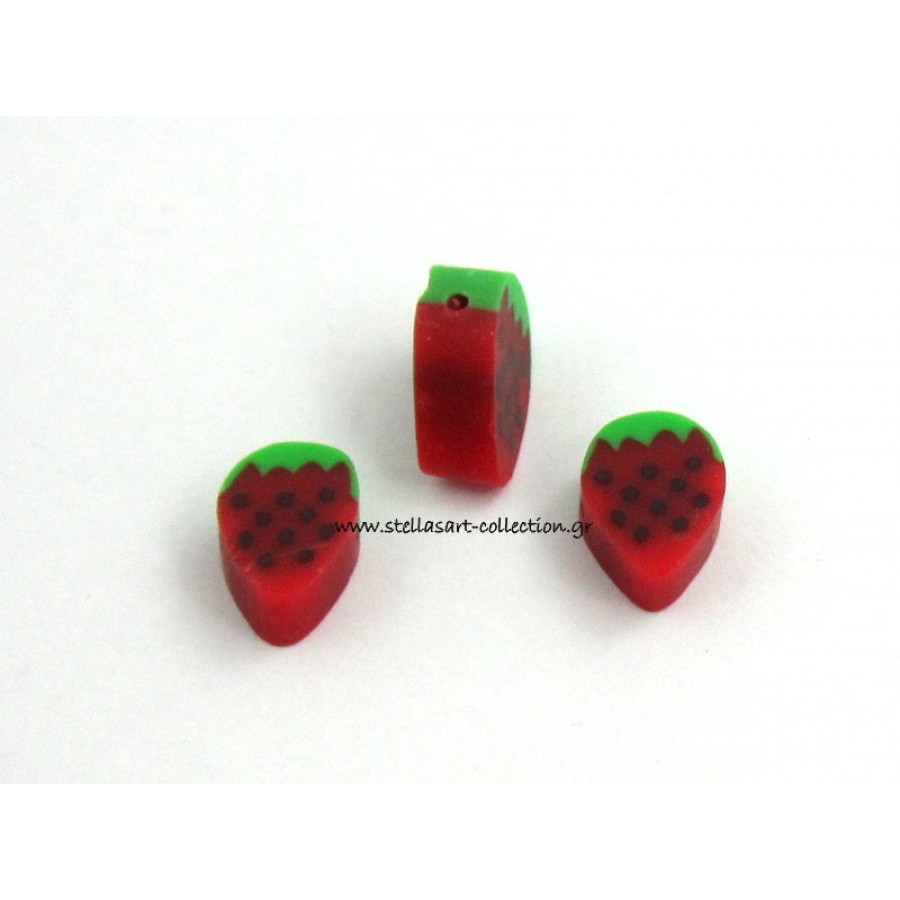 Fimo  μικρά φρουτάκια σε ολόκληρη φράουλα 10mm .Η τιμή είναι ανα τεμάχιο