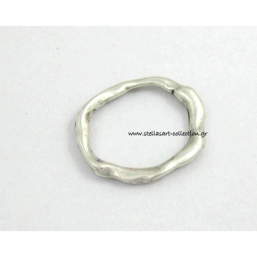 Mεταλλικός κρίκος"χειροποίητος" ΜΙΚΡΟΣ 27 x 24 mm -κατάλληλο για  κολιέ και σκουλαρίκια- σε ΑΣΗΜΊ ΑΝΤΙΚΕ-τιμή ανα τεμάχιο
