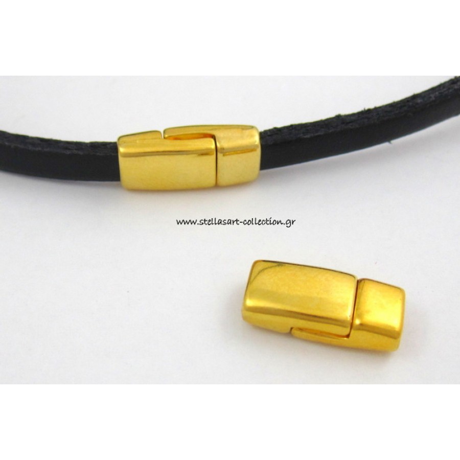 Μαγνητικό κούμπωμα(16 x 8 mm) σετ για πλακέ κορδονι  5mm επίχρυσο τιμη ανα κούμπωμα