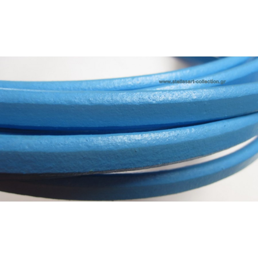 Πλακέ δέρμα ΓΑΛΆΖΙΟ 10x5mm τιμη ανα μισό μετρο -50cm