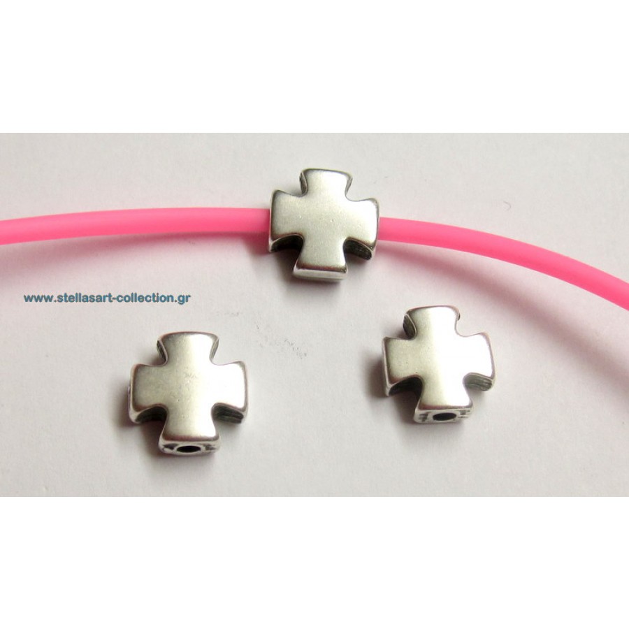 Σταυρουδάκι χάντρα σε επάργυρο αντικέ 10 x 10 mm     Τιμή ανα τεμάχιο