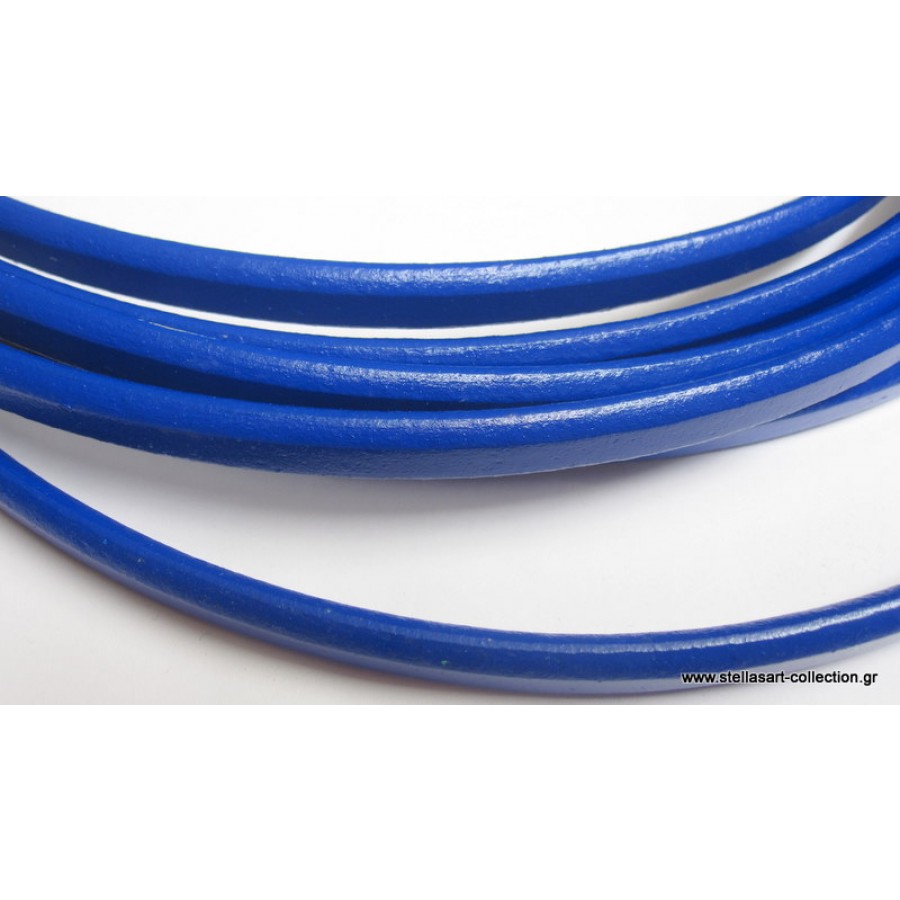 Πλακέ δέρμα μπλε 10x5mm τιμη ανα μισό μετρο -50cm