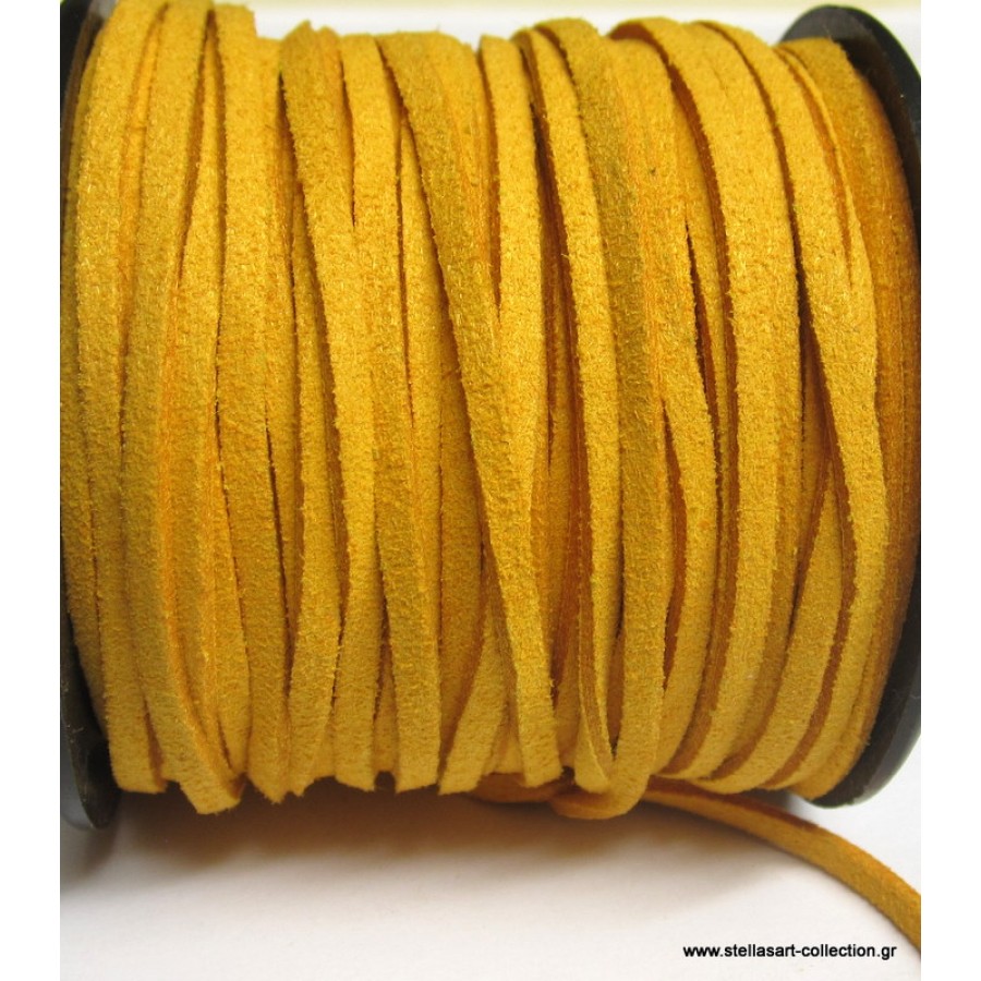 Κορδόνι σουέτ 3mm για την κατασκευή των κοσμημάτων και των μαρτυρικών σου, σε πορτοκαλί χρώμα-ανά μέτρο