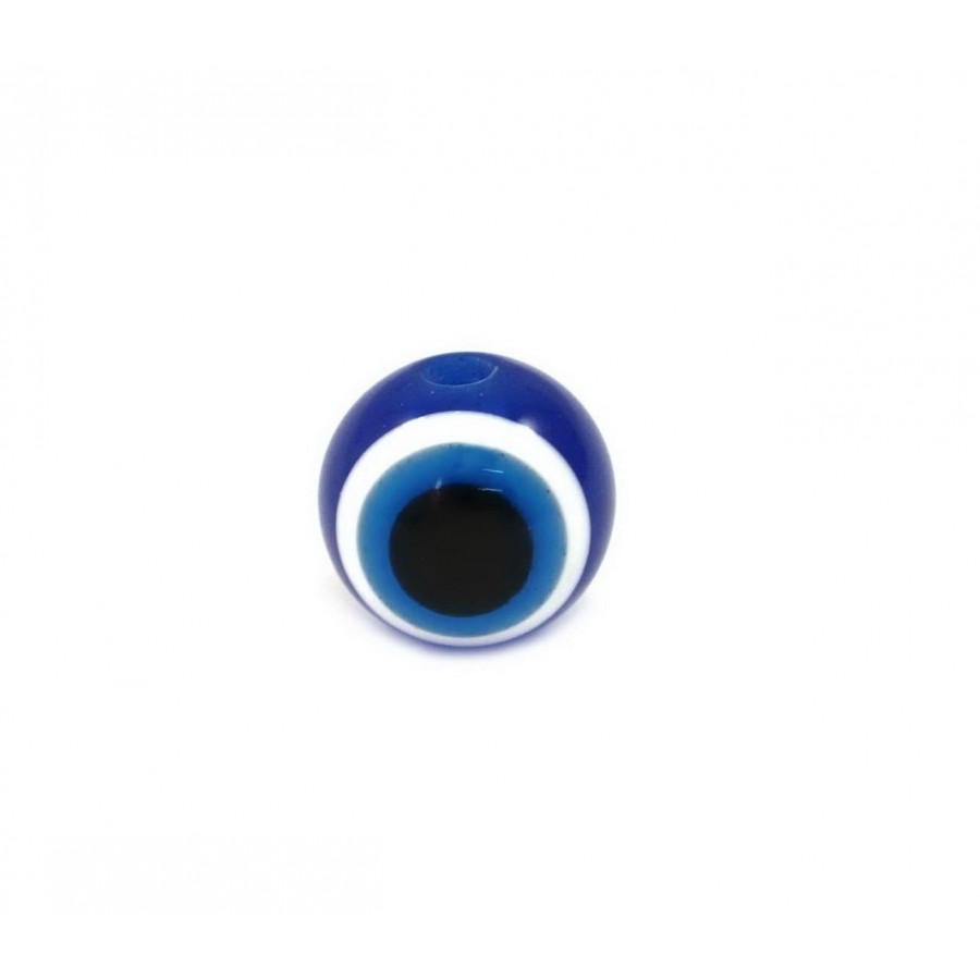 Μάτι χάντρα 8mm και τρύπα Φ1mm σε σκούρο μπλε χρώμα, κατάλληλη για την κατασκευή κοσμημάτων-ανά τεμάχιο