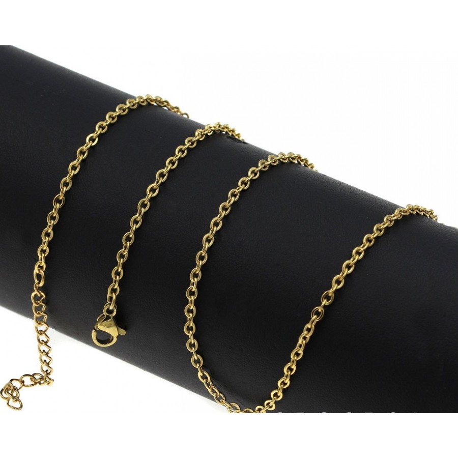 Έτοιμη αλυσίδα ατσάλινη φορσετίνα 2.5mm, μάκρος 75cm σε χρυσό χρώμα-τιμή ανά τεμάχιο