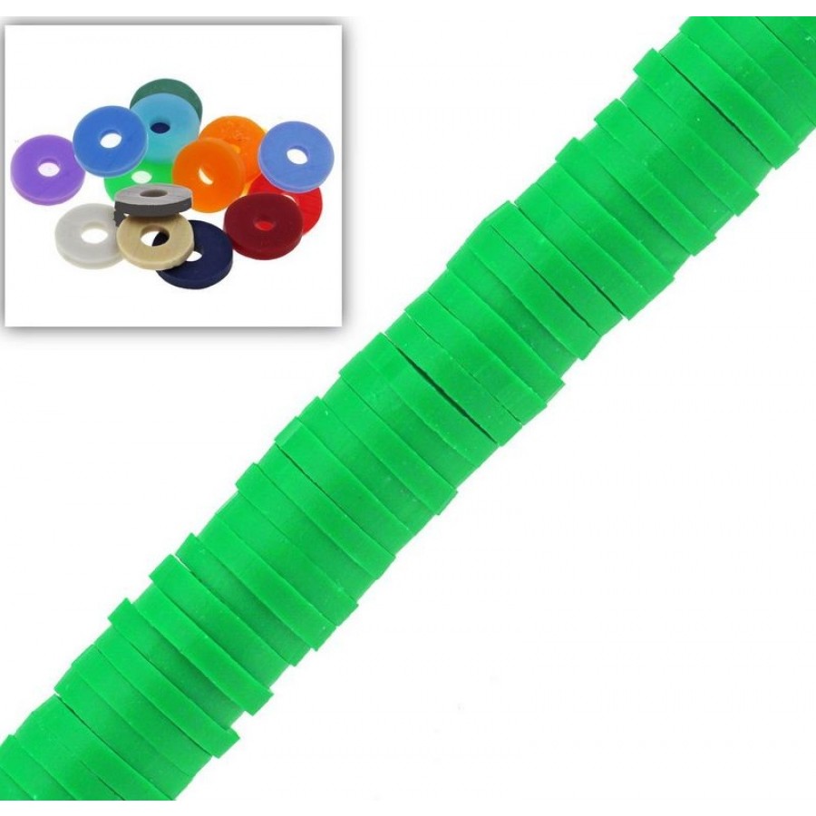 Χάντρες ροδέλα καουτσούκ 4mm σε λαχανί χρώμα, κατάλληλες για την κατασκευή κοσμημάτων-τιμή ανά σειρά (40cm)