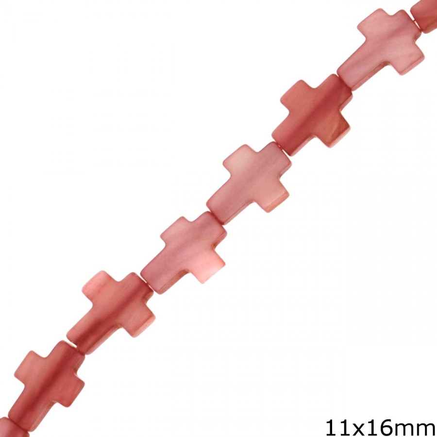 Σταυρός κοχύλι 11x16mm με διαμπερή τρύπα σε κοραλλί χρώμα.  τιμή είναι ανά τεμάχιο