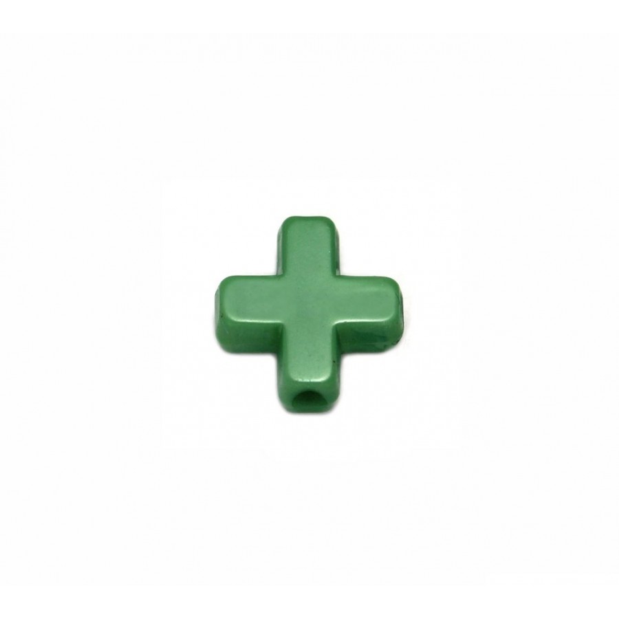 Χάντρα μικρός ccb σταυρός σε πράσινο χρώμα -ανά τεμάχιο