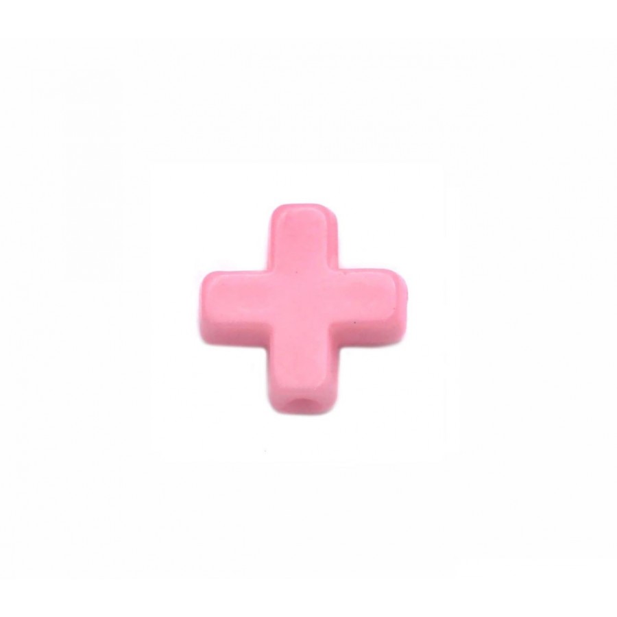 Χάντρα μικρός ccb σταυρός  σε ροζ χρώμα-ανά τεμάχιο