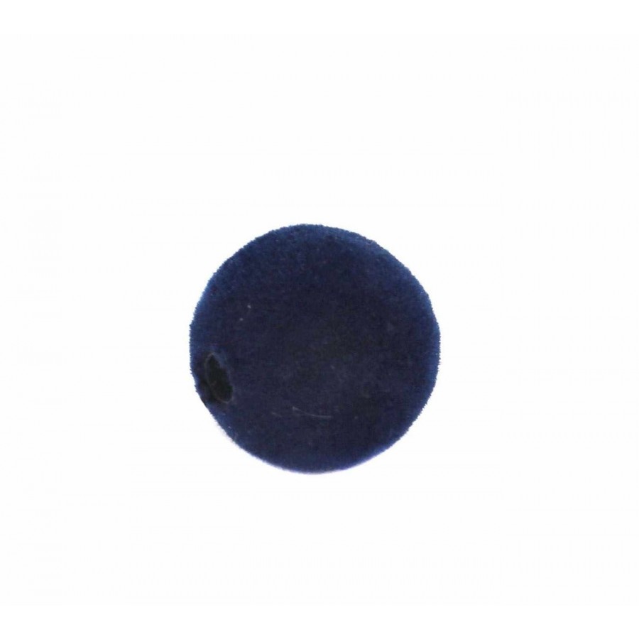 Χάντρα πλαστική βελούδινη στρογγυλή 14mm και Φ2,5mm σε σκούρο μπλε χρώμα, κατάλληλη για την κατασκευή κοσμημάτων-ανά τεμάχιο