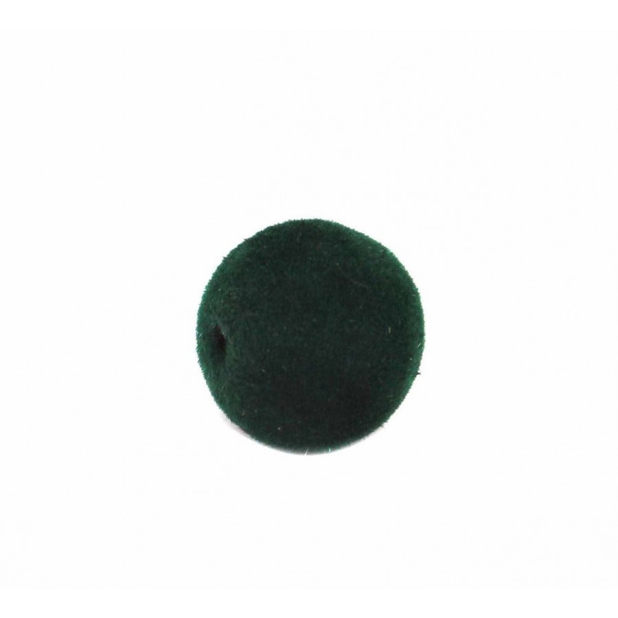 Χάντρα πλαστική βελούδινη στρογγυλή 14mm και Φ2,5mm σε κυπαρισσί χρώμα, κατάλληλη για την κατασκευή κοσμημάτων-ανά τεμάχιο