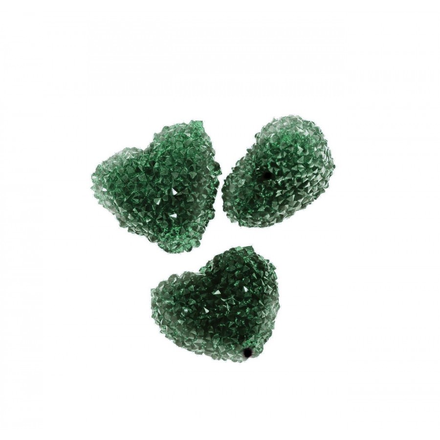 Χάντρα καρδιά shamballa με "ζαχαρωτό" 20mm σε σκούρο πράσινο χρώμα, κατάλληλο για την κατασκευή κοσμημάτων-ανά τεμάχιο