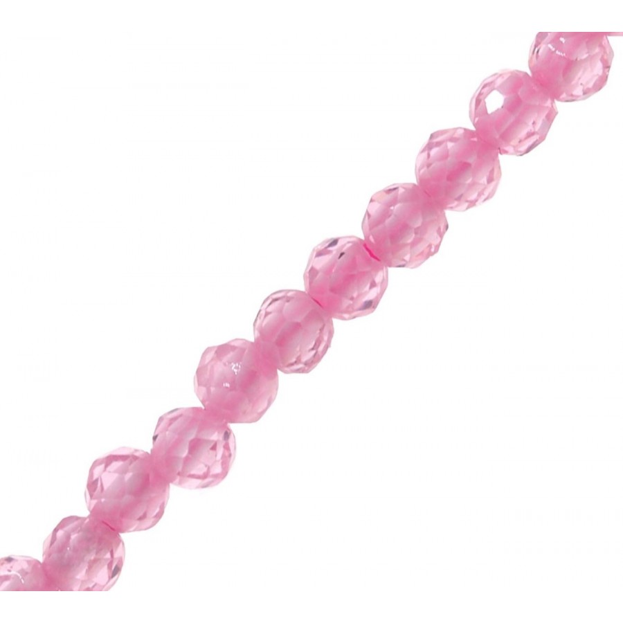 Χάντρες συνθετικό ζιργκόν 2mm στρογγυλό ταγιέ ροζ, κατάλληλες για την κατασκευή κοσμημάτων-ανά σειρά