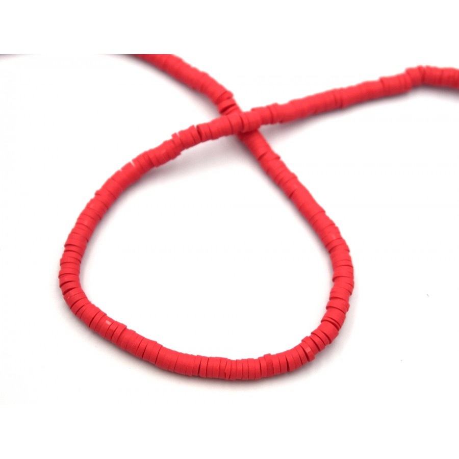Χάντρες ροδέλες καουτσούκ 4mm σε κόκκινο - τιμή ανά σειρά (40 cm) 