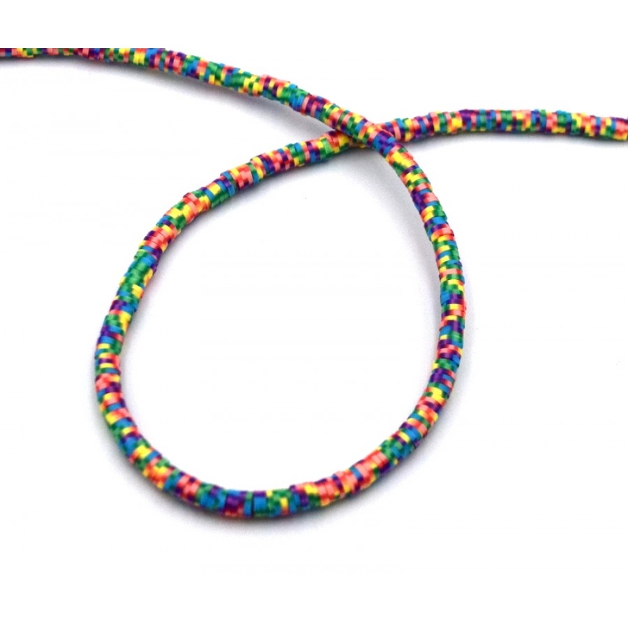 Χάντρες ροδέλες καουτσούκ 4mm πολύχρωμες σε rainbow light Τιμή ανα σειρα (40cm)