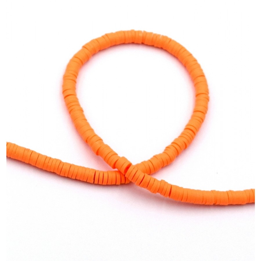 Χάντρες ροδέλες καουτσούκ 4mm σε πορτοκαλί-Τιμή ανα σειρα (40cm)