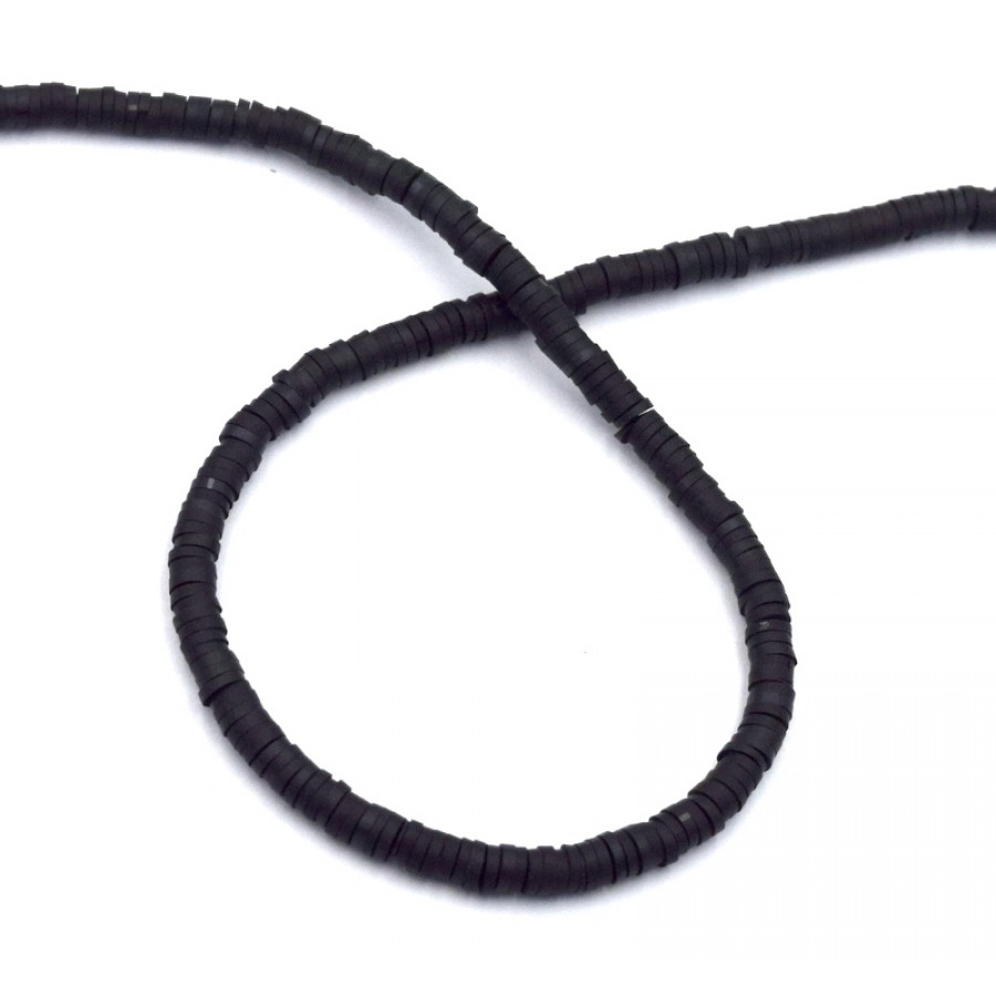 Χάντρες ροδέλες καουτσούκ 4mm σε μαύρο-Τιμή ανα σειρα (40cm)