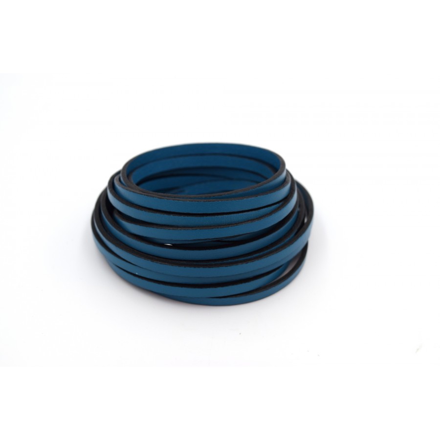 Πλακέ φυσικό δέρμα στενό 5x2mm σε deep teal χρώμα, κατάλληλο για να διακοσμήσεις ότι θέλεις- τιμή ανά μισό μέτρο(50cm)