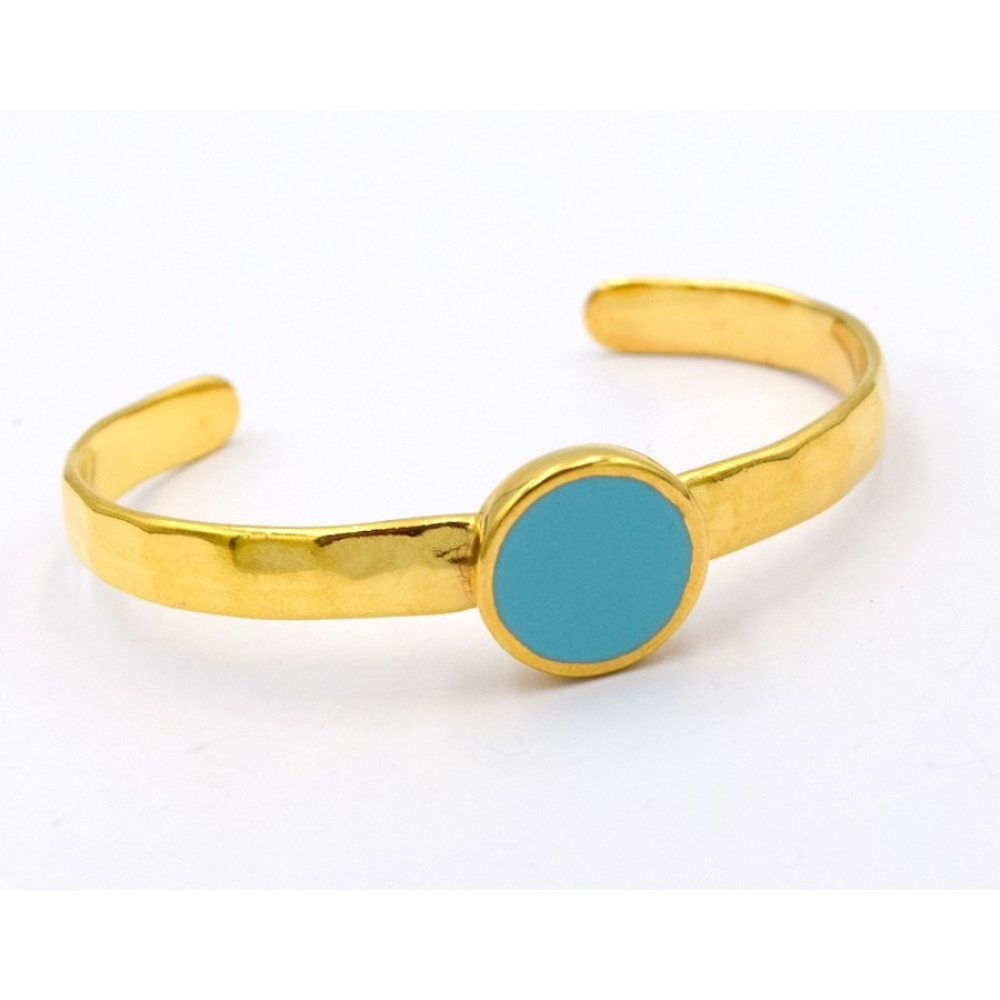 Βραχιόλι σφυρήλατο σε επίχρυσο με σμάλτο σε τυρκουάζ-ανά τεμάχιο