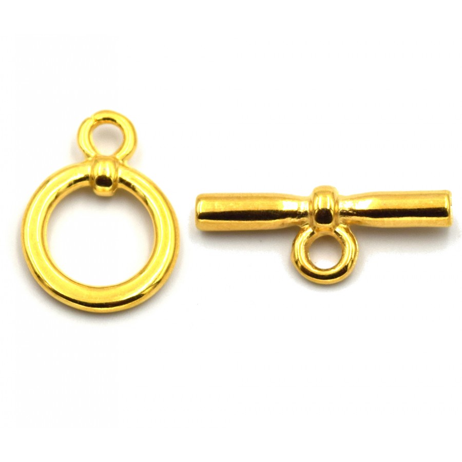 Διπλό κούμπωμα με κρίκο και μπάρα επιχρυσωμένα 24κ - τιμή ανά κούμπωμα