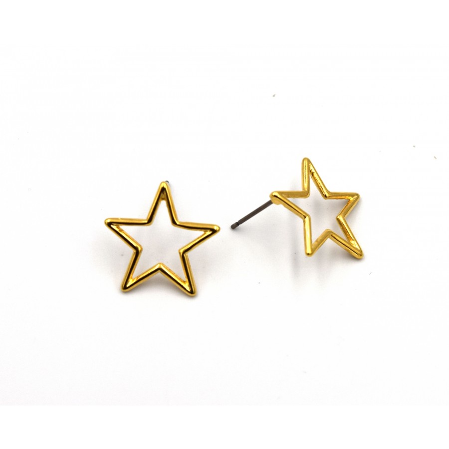Σκουλαρίκια αστέρι περίγραμμα σε επίχρυσο (24Κ) με καρφί τιτανίου, κατάλληλα για την κατασκευή κοσμημάτων-τιμή ανά ζευγάρι