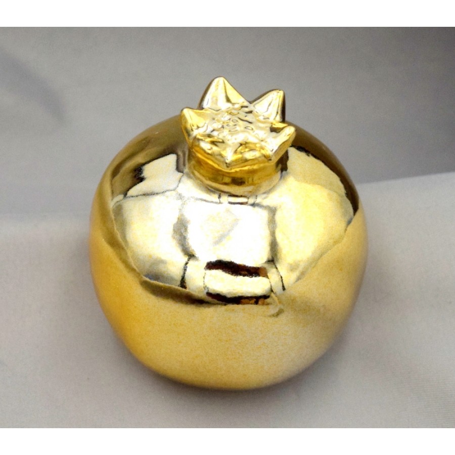 Επιτραπέζιο ρόδι κεραμικό 7x7,5cm σε χρυσή μεταλλική όψη, κατάλληλο για να φτιάξεις γούρια-ανά τεμάχιο