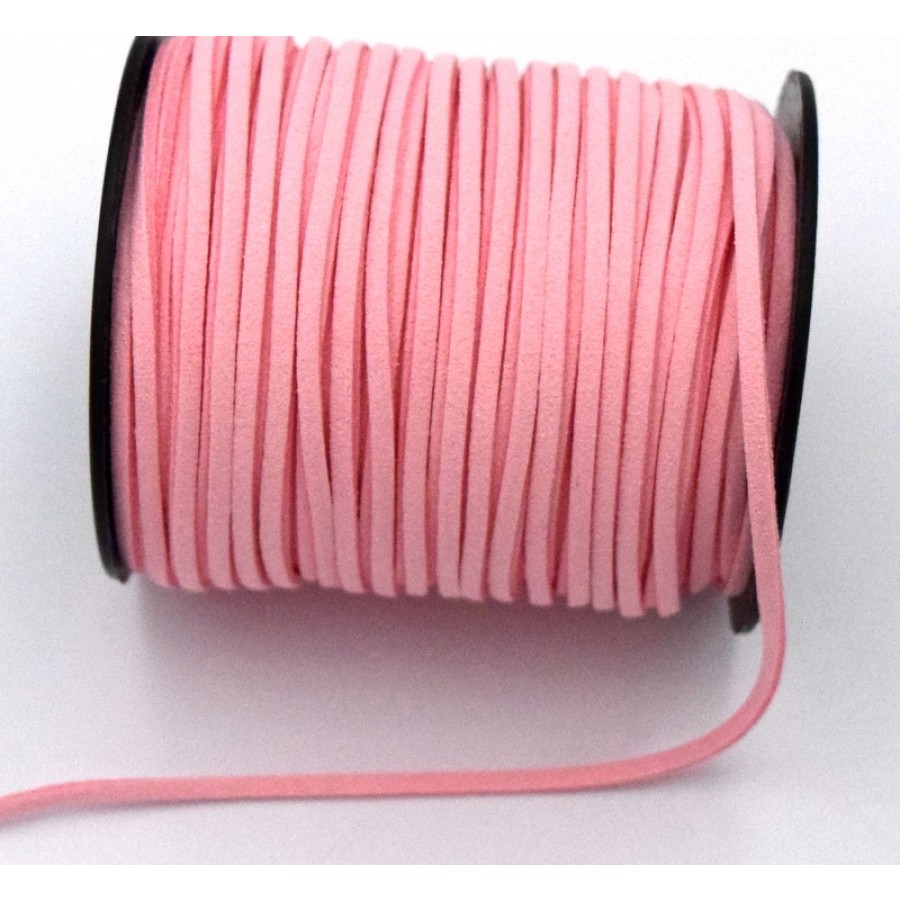 Κορδόνι σουέτ 2,6mm (πιο στενό) για την κατασκευή των κοσμημάτων και των μαρτυρικών σου, σε ροζ χρώμα-ανά μέτρο