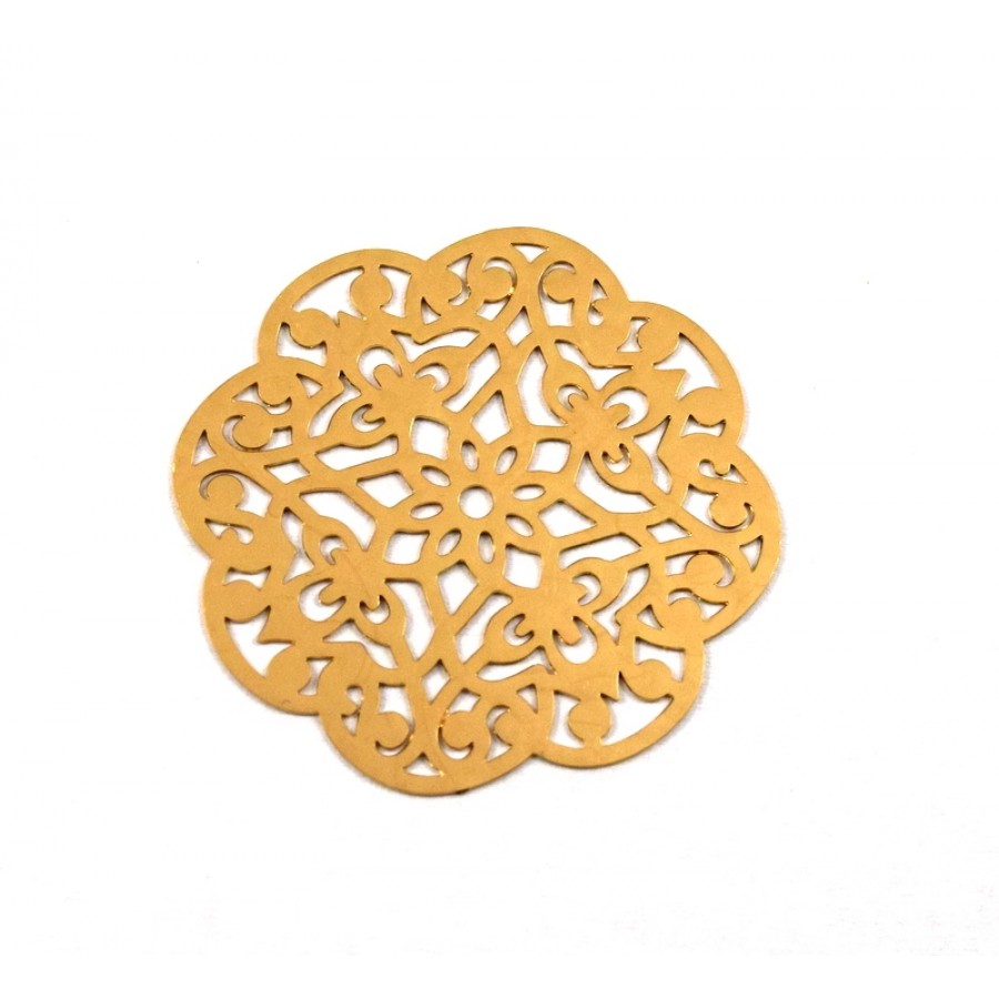 Μεταλλικό μεγάλο 34mm λουλούδι φιλιγκρί σε χρυσαφί-ανα τεμάχιο