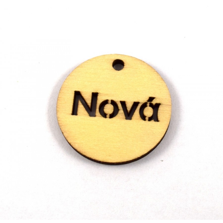 Στρογγυλό ξύλινο κρεμαστό 4cm που γράφει Νονά-ανα τεμάχιο
