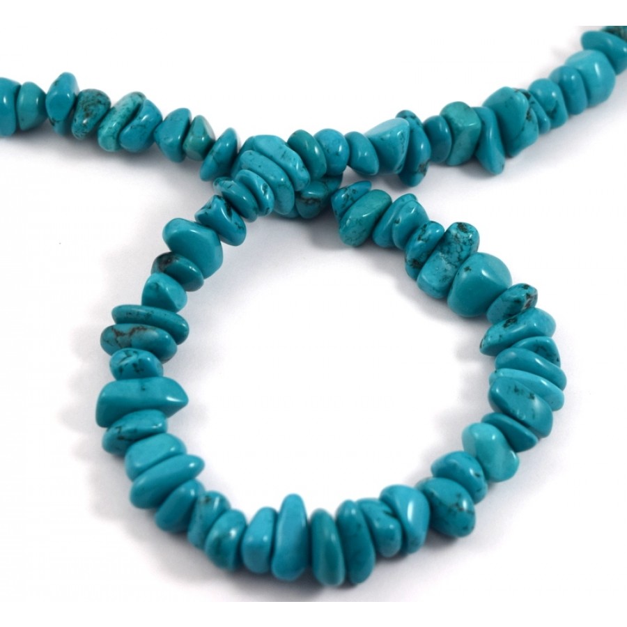 Τυρκουάζ (Turquoise) σε χρώμα τυρκουάζ και σχήμα τσιπς  τιμή ανα σειρά 40cm μάκρος