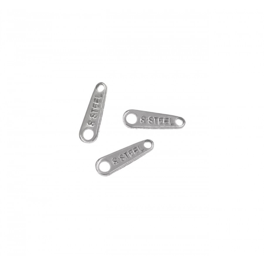 Ατσάλινο εξάρτημα ετικέτα "Stainless steel" δάκρυ 10mm σε ασημί, κατάλληλο για την κατασκευή κοσμημάτων-ανά τεμάχιο