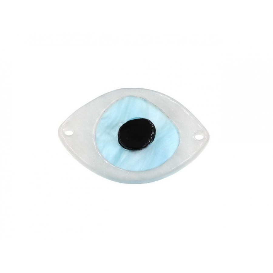 Ακρυλικό μάτι με δύο τρύπες διπλής όψης σε χρώμα λευκό-τιμή ανά τεμάχιο