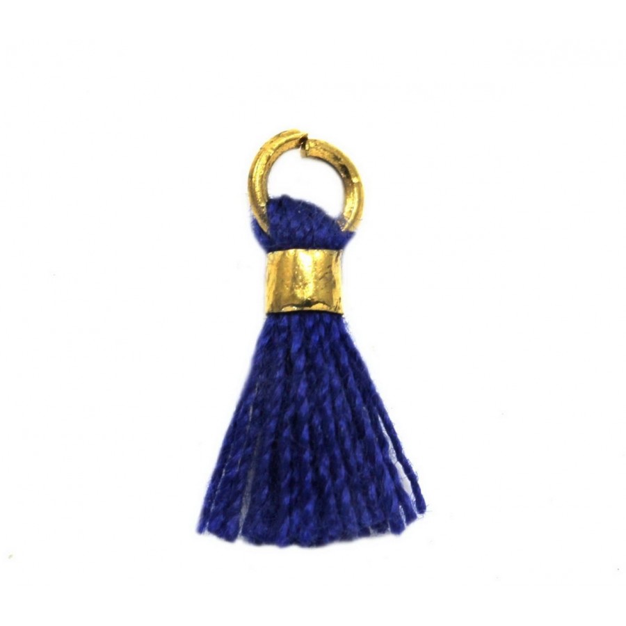 Μίνι φουντίτσα 10mm με κρικάκι χρυσαφί σε μπλε σκούρο χρώμα, κατάλληλη για την κατασκευή κοσμημάτων-Τιμή ανά τεμάχιο