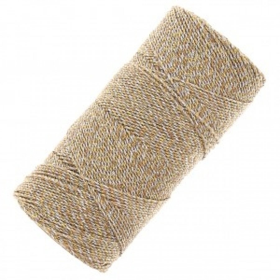 Κερωμένο κορδόνι Linhasita 1,2 mm με ελαφρύ κέρωμα σε ασημί-χρυσό μεταλλικό χρώμα-ανά μέτρο/ ιδανικό για να φτιάξεις χειροποίητα κοσμήματα μακραμέ