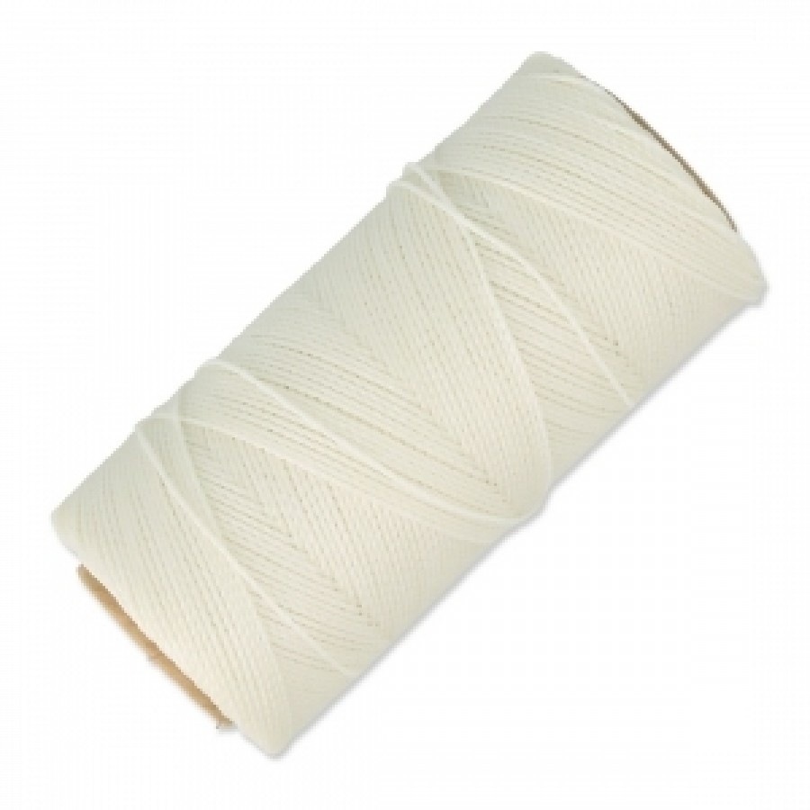 Κερωμένο κορδόνι Linhasita 1mm με ελαφρύ κέρωμα σε χρώμα λευκό, ιδανικό για να φτιάξεις χειροποίητα κοσμήματα μακραμέ-ανά καρούλι 180m