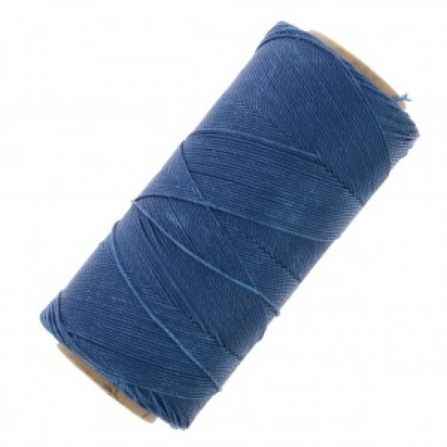 Κερωμένο κορδόνι Linhasita 1mm με ελαφρύ κέρωμα σε Lapis blue χρώμα, ιδανικό για να φτιάξεις χειροποίητα κοσμήματα μακραμέ-ανά καρούλι 180m