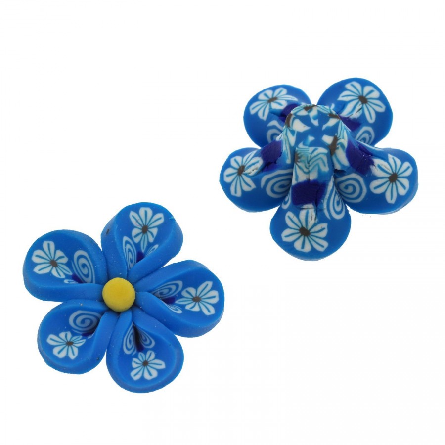 Μοτίφ Φίμο Λουλούδι 25mm με σχέδιο - τιμή ανά τεμάχιο