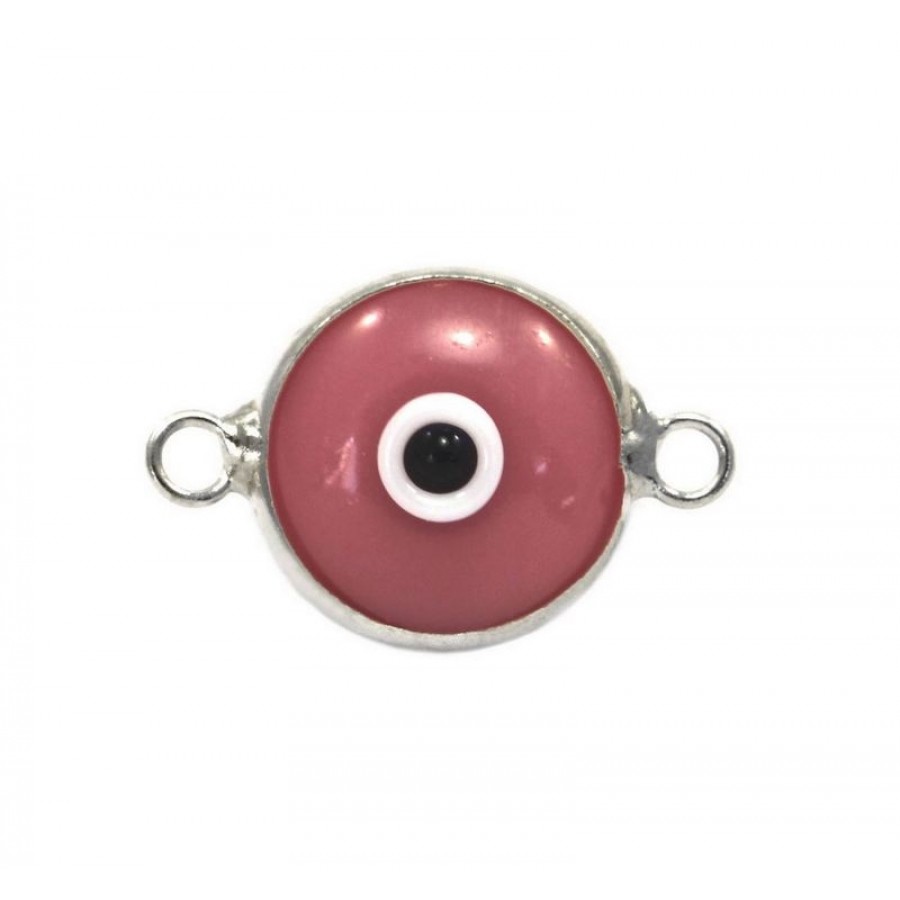 Μάτι murano με 2 κρικάκια από ασήμι 925 σε ροζ χρώμα-ανα τεμάχιο