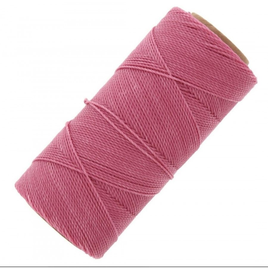 Κερωμένο κορδόνι Linhasita 1mm με ελαφρύ κέρωμα σε candy pink χρώμα, ιδανικό για να φτιάξεις χειροποίητα κοσμήματα μακραμέ-ανά καρούλι 180m